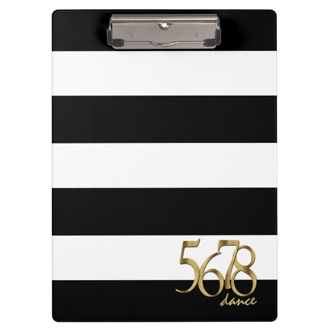 Black and White Stripes with Dance Tempo Count Clipboard (Front)