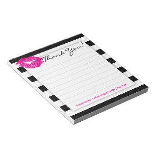 Black and White Stripes with Hot Pink Lips Notepad