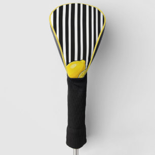 Black and white stripes with lemons golf head cover