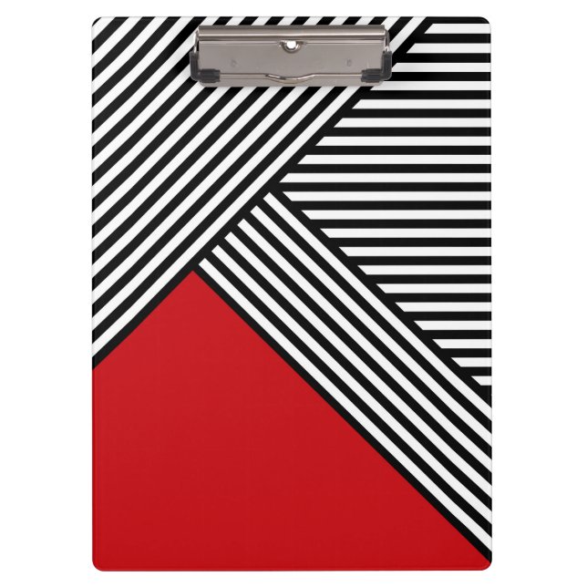 Black and white stripes with red triangle clipboard (Front)