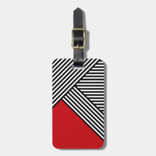 Black and white stripes with red triangle luggage tag