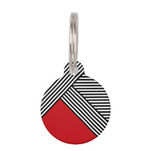 Black and white stripes with red triangle pet tag
