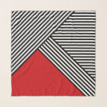 Black and white stripes with red triangle scarf<br><div class="desc">Simple abstract geometric design with black and white stripes and red triangle decoration</div>