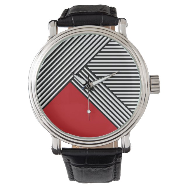 Black and white stripes with red triangle watch (Front)