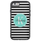 Black and White Stripes with Turquoise Monogram