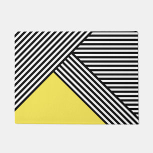 Black and white stripes with yellow triangle doormat