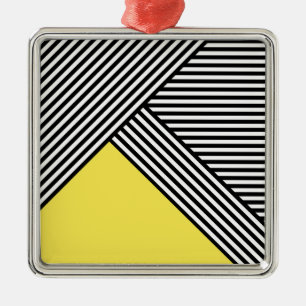 Black and white stripes with yellow triangle metal tree decoration