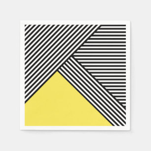 Black and white stripes with yellow triangle  napkin