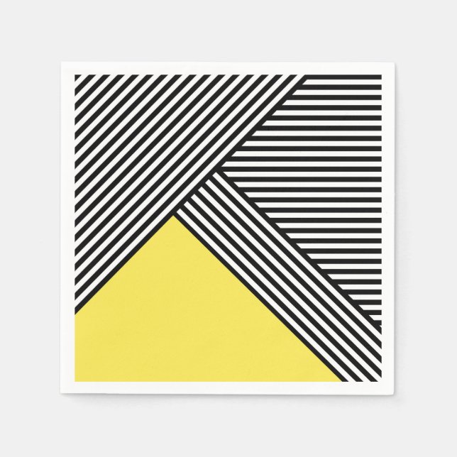 Black and white stripes with yellow triangle  napkin (Front)