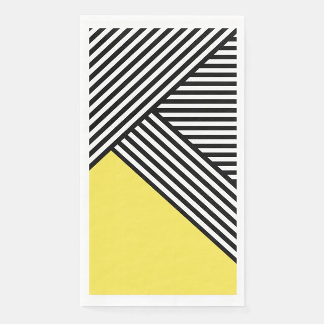 Black and white stripes with yellow triangle  napkin (Front)