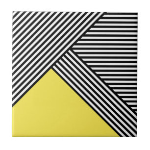 Black and white stripes with yellow triangle tile