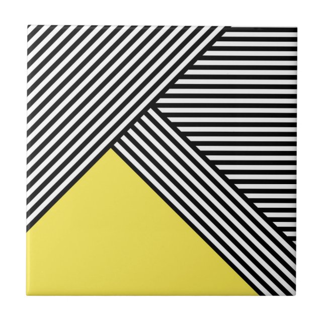 Black and white stripes with yellow triangle  tile (Front)