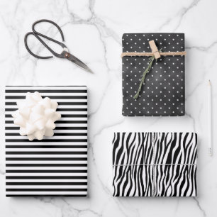 Black and White Stripes Wrapping Paper Sheet