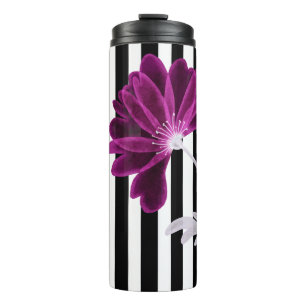 Black and White Stripes Xray Flower Watercolor Thermal Tumbler
