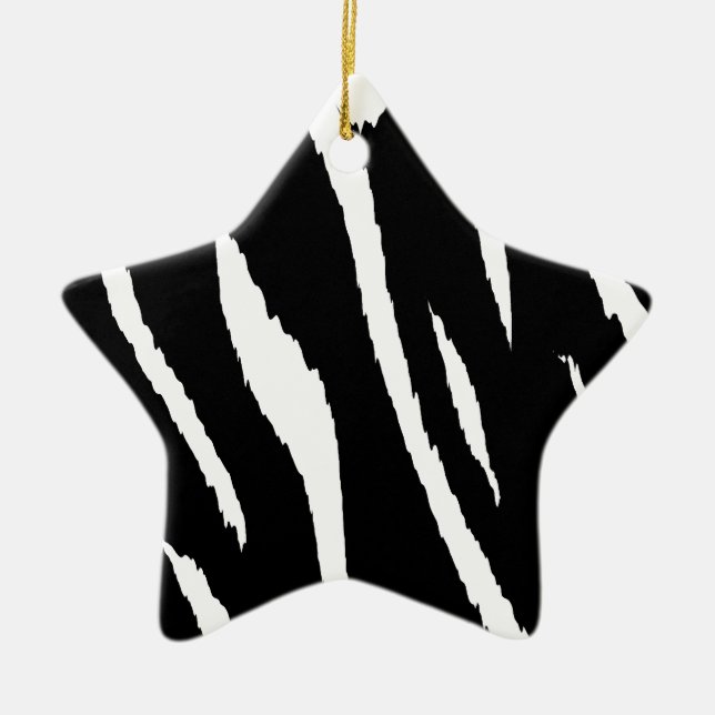 Black and White Strips Ceramic Tree Decoration (Front)