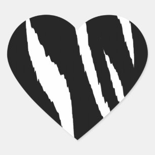 Black and White Strips Heart Sticker