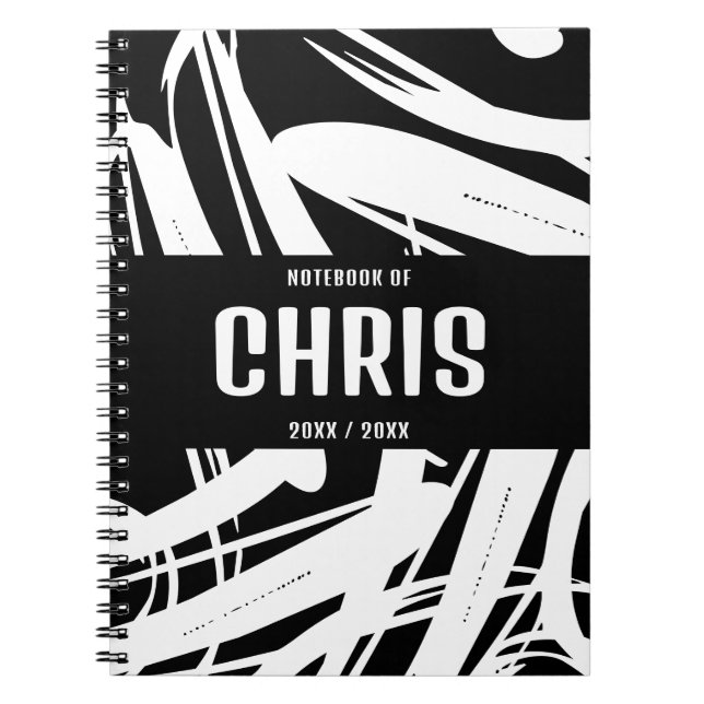 Black And White Stylish And Trendy School Notebook (Front)