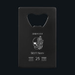 Black and white Stylish Groomsmen Wedding Gift<br><div class="desc">Make a memorable gift to your best man with this stylish black and white rockabilly and gothic wedding groosmen credit card bottle opener! This modern black and white wedding bottle opener features skull, lettering other gothic elements, making it perfect for those who want to add a rock and roll twist...</div>