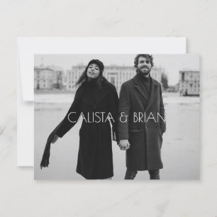 Black and white stylish photo wedding postcard