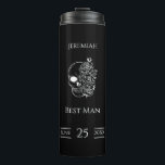 Black and white Stylish Wedding Best Man Gift Thermal Tumbler<br><div class="desc">Make a memorable gift to your best man with this stylish black and white rockabilly and gothic wedding best man thermal tumbler! This modern black and white tumbler features skull, lettering other gothic elements, making it perfect for those who want to add a rock and roll twist to their big...</div>