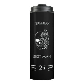Black and white Stylish Wedding Best Man Gift Thermal Tumbler
