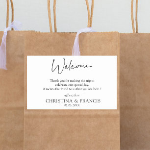 Black and White Stylish Wedding Welcome Bag Rectangular Sticker