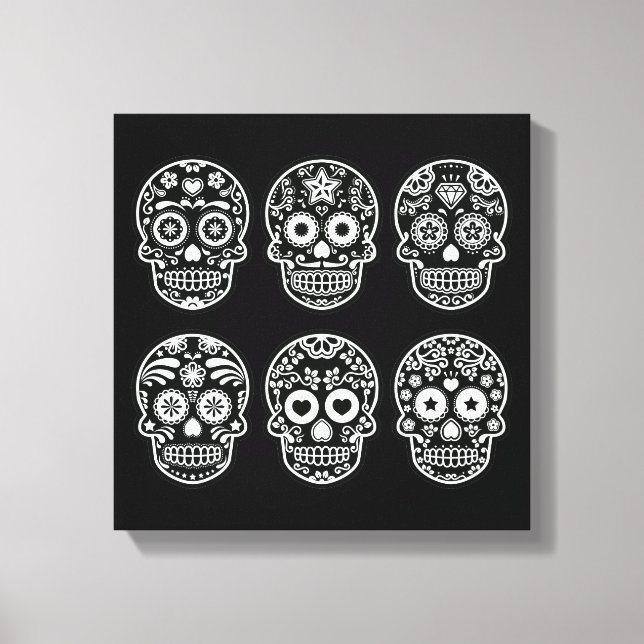 Black and White Sugar Skull Canvas Print (Front)