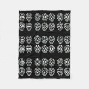 Black and White Sugar Skull Fleece Blanket