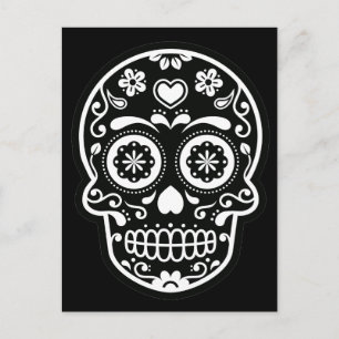 Black and White Sugar Skull Heart Postcard