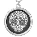 Black and White Sugar Skull Necklace
