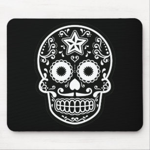 Black and White Sugar Skull Star Mouse Mat