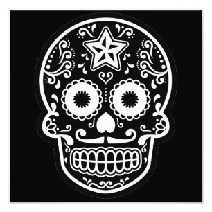 Black and White Sugar Skull Star Photo Print