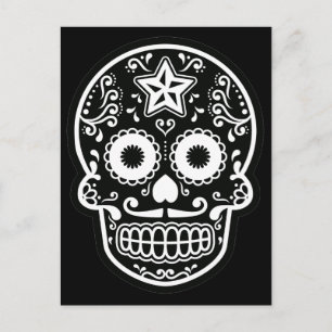 Black and White Sugar Skull Star Postcard