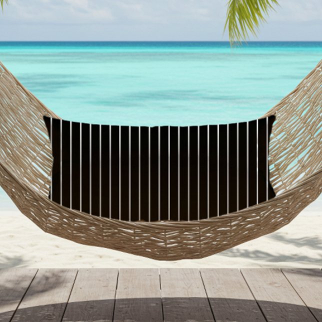 Black and White Summer Stripes Outdoor Lumbar Cushion (Creator Uploaded)