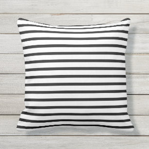 Black and White Summer Stripes Outdoor Pillows