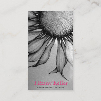 Black and White Sunflower Business Card