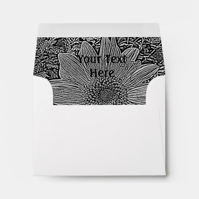 black and white sunflower original modern art envelopes (Back (Bottom))