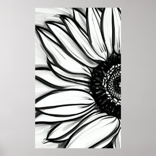 Black And White Sunflower Poster