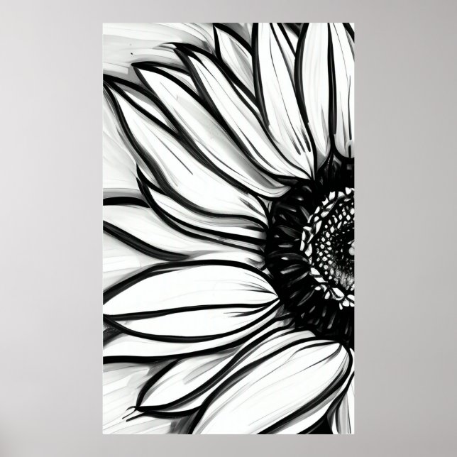 Black And White Sunflower Poster (Front)