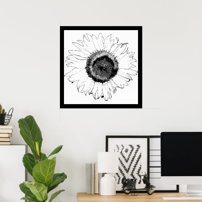 Black and White Sunflower Poster (Home Office)