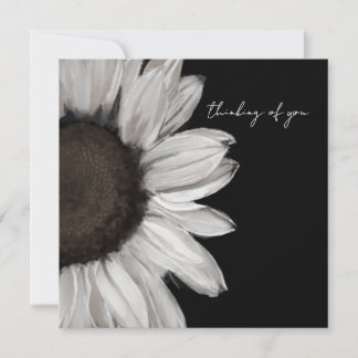 Black and White Sunflower Thinking Of You Card
