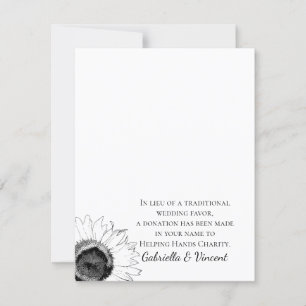 Black and White Sunflower Wedding Charity Favour