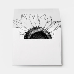 Black and White Sunflower Wedding RSVP Card Envelopes