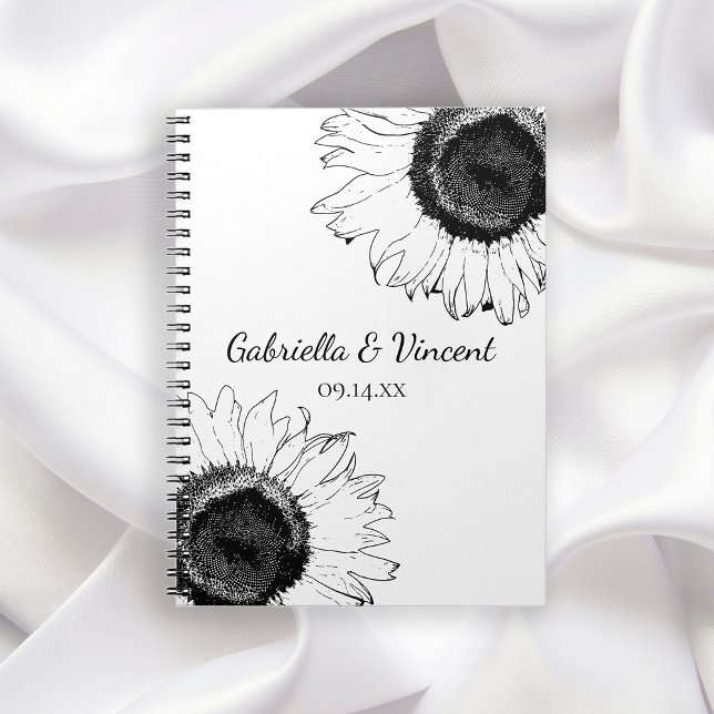 Black and White Sunflowers Wedding Guest Book (Creator Uploaded)
