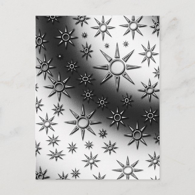 Black and white suns pattern postcard (Front)