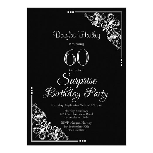 Black And White 60th Birthday Invitations & Announcements | Zazzle UK