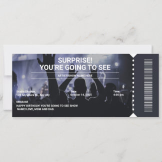 Black and White Surprise Concert Ticket Gift Invitation