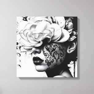Black and White Surreal Collage Portrait Canvas 