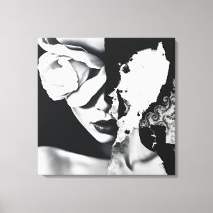 Black and White Surreal Collage Portrait  Canvas Print