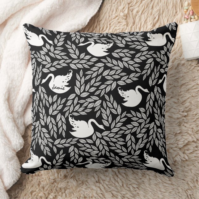 Black and White Swan Any Colour Cushion (Blanket)
